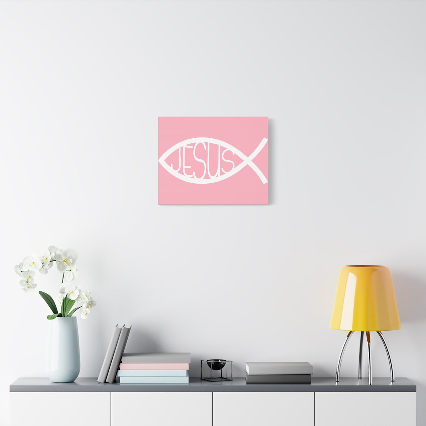 Pink Jesus Fish - Wall Art Canvas