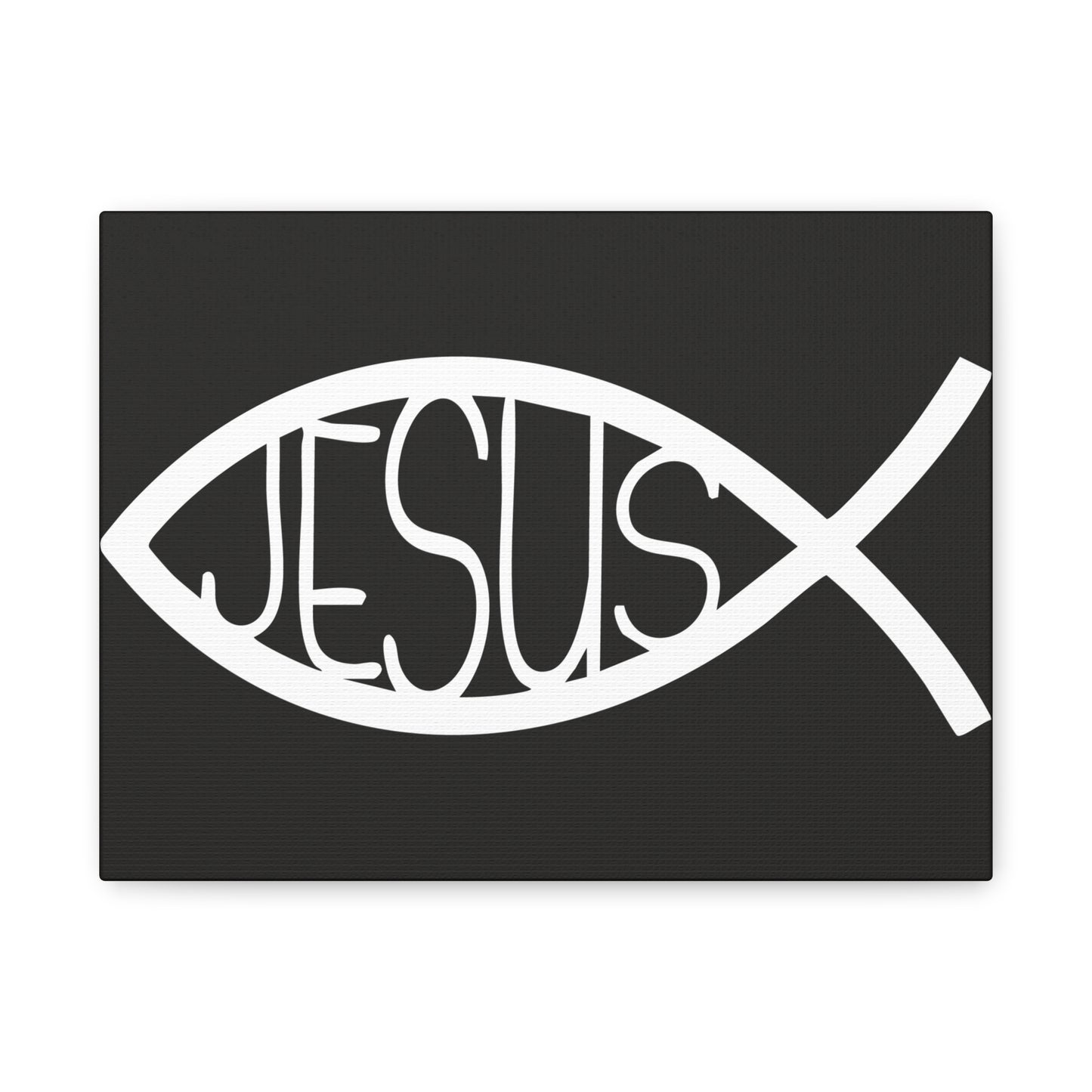 Black and White Jesus Fish - Wall Art Canvas