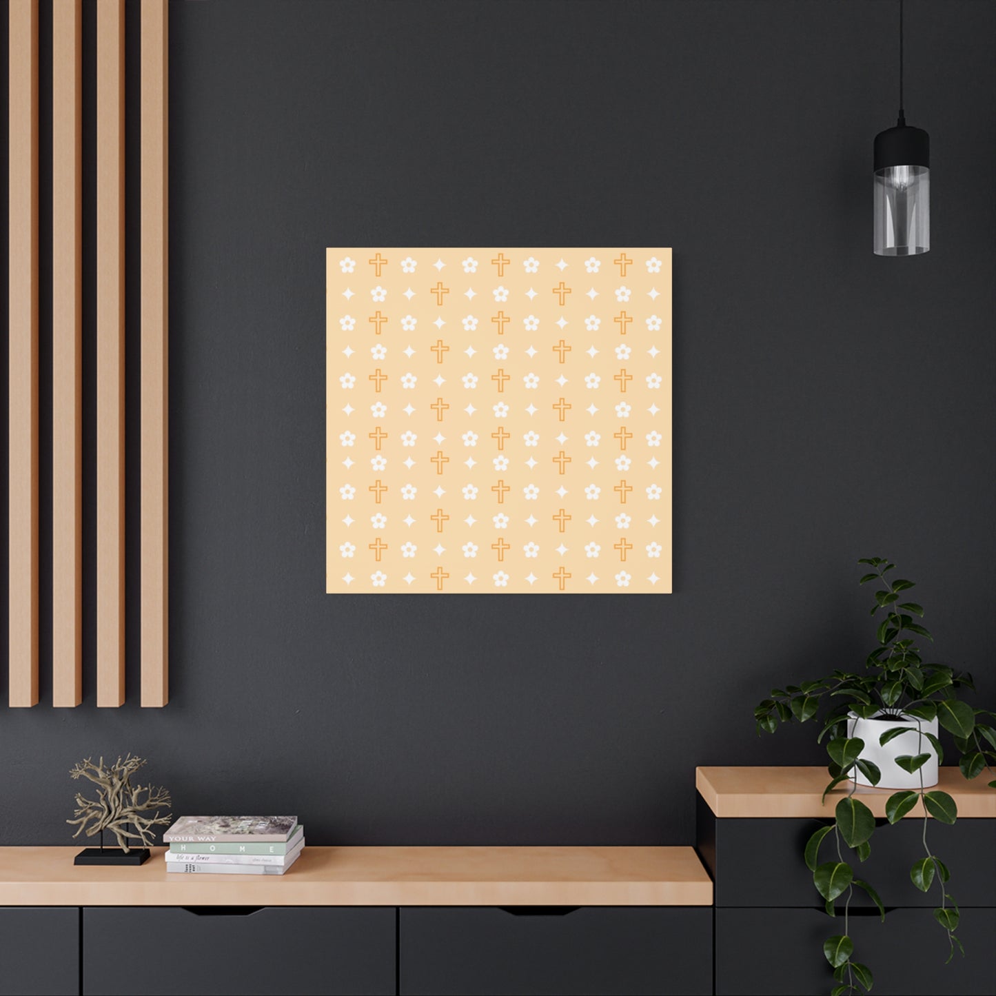 Wall Art Canvas - Creamsicle Daisy Cross Print