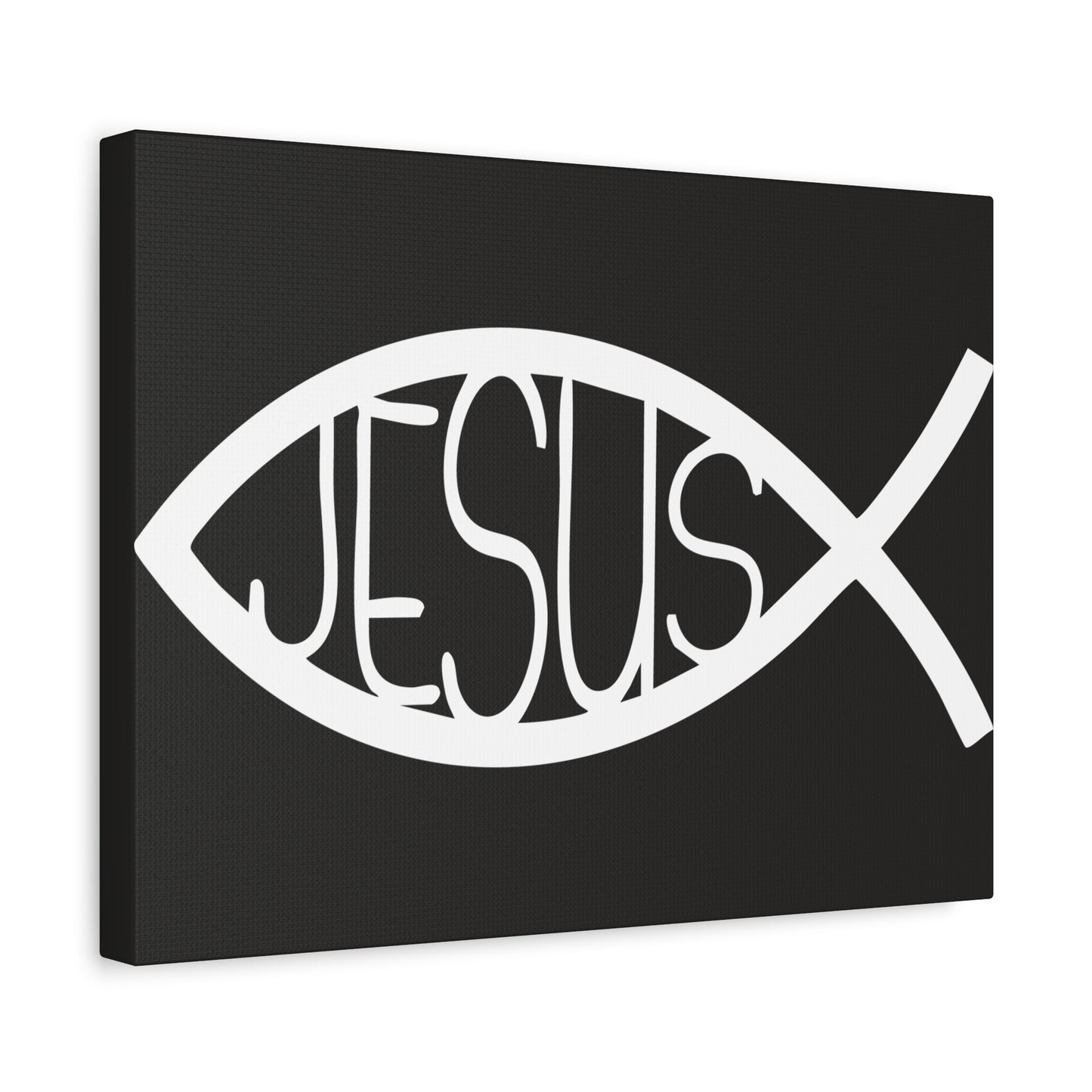 Black and White Jesus Fish - Wall Art Canvas