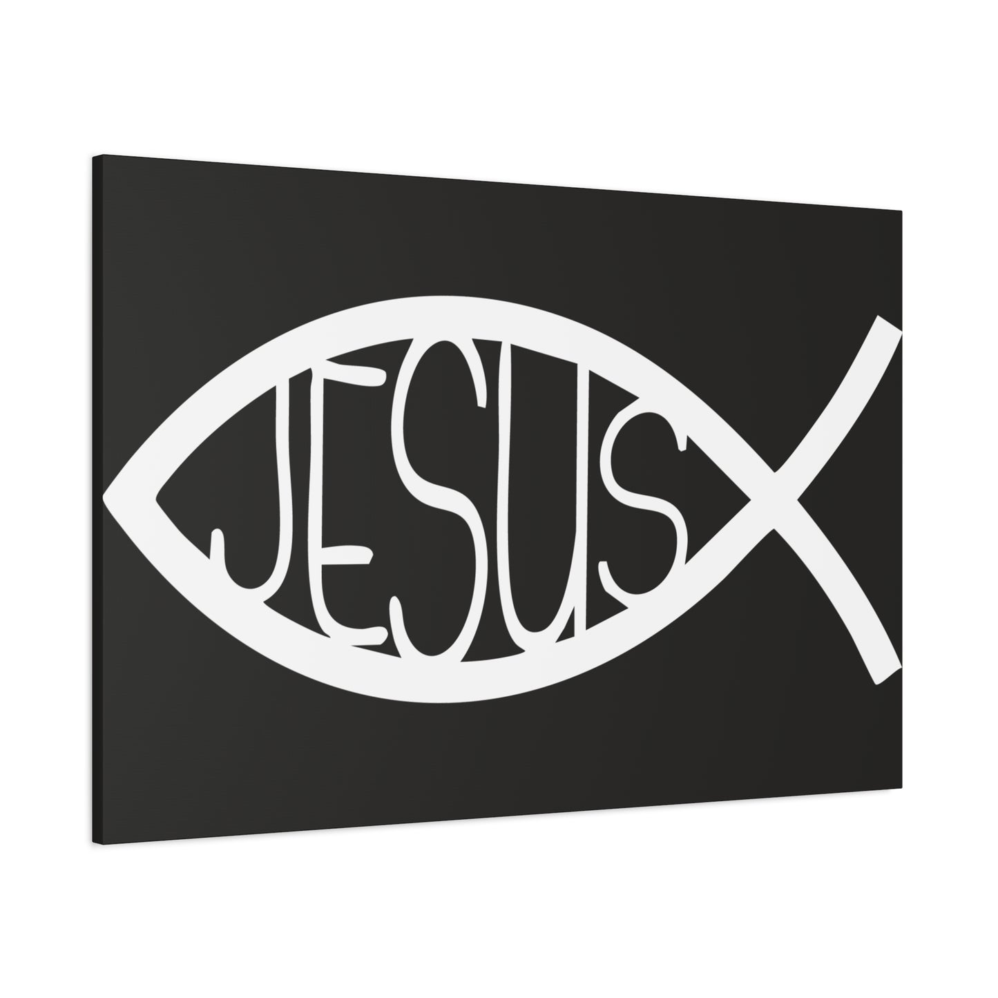 Black and White Jesus Fish - Wall Art Canvas