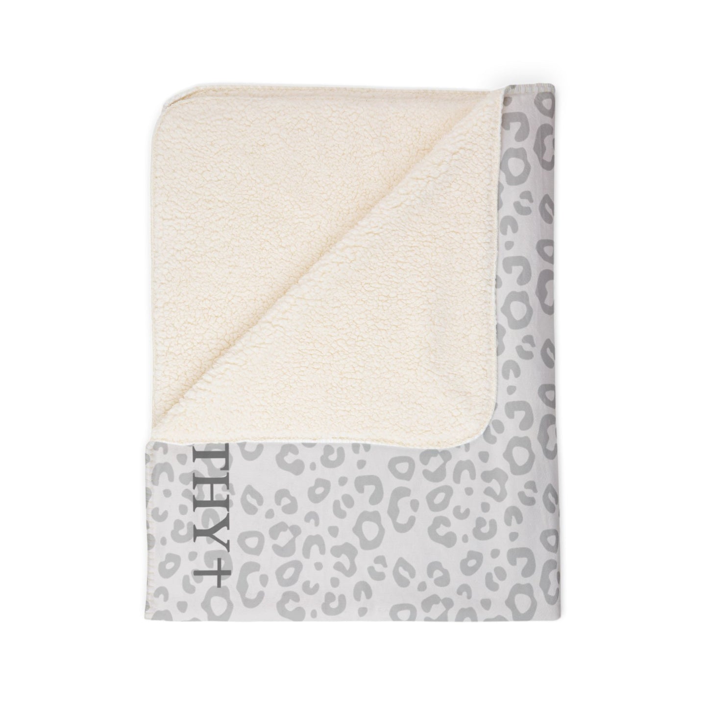 Light Grey Worthy Leopard Cozy Fleece Sherpa Blanket