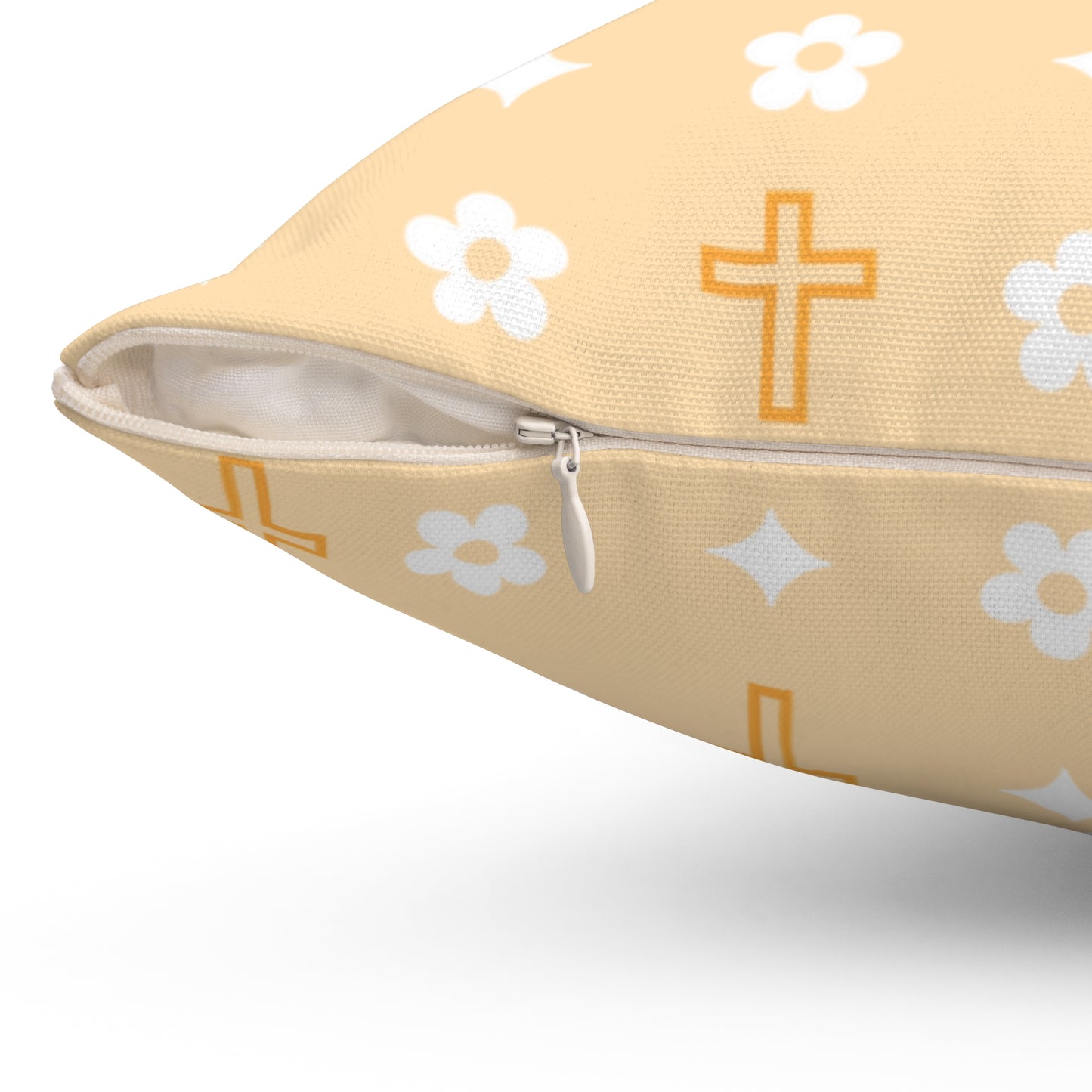Decorative Throw Pillow - Creamsicle Daisy Cross Print