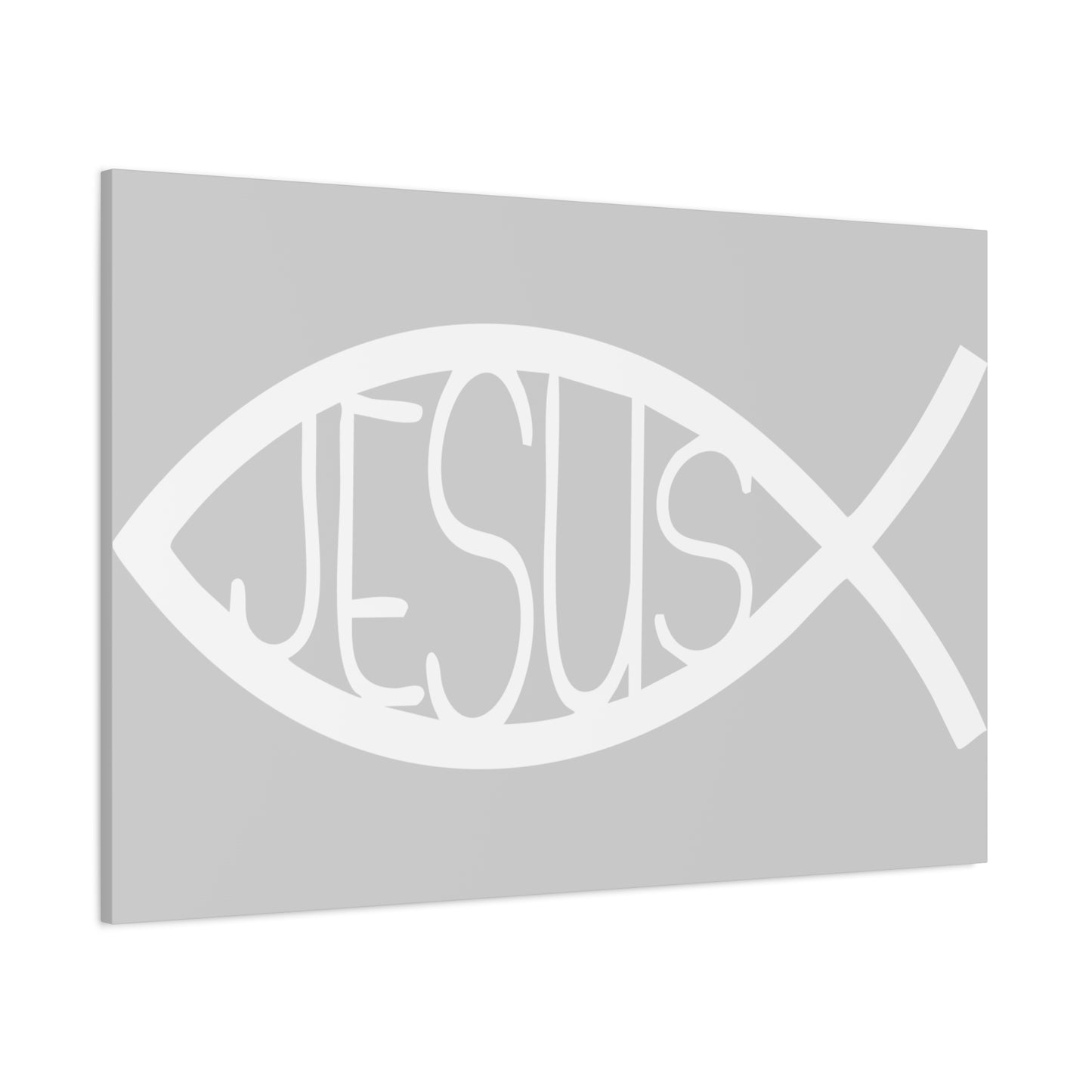 Grey and WhiteJesus Fish - Wall Art Canvas