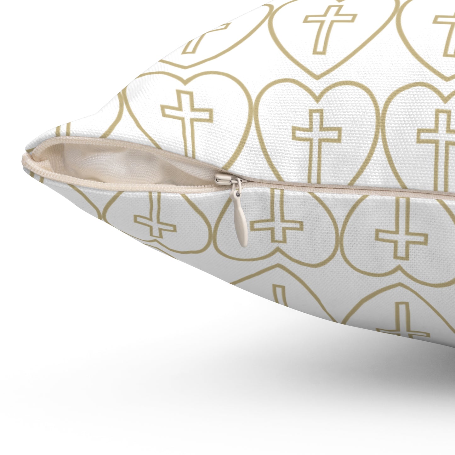 Decorative Throw Pillow - Matching Hearts + Cross Design