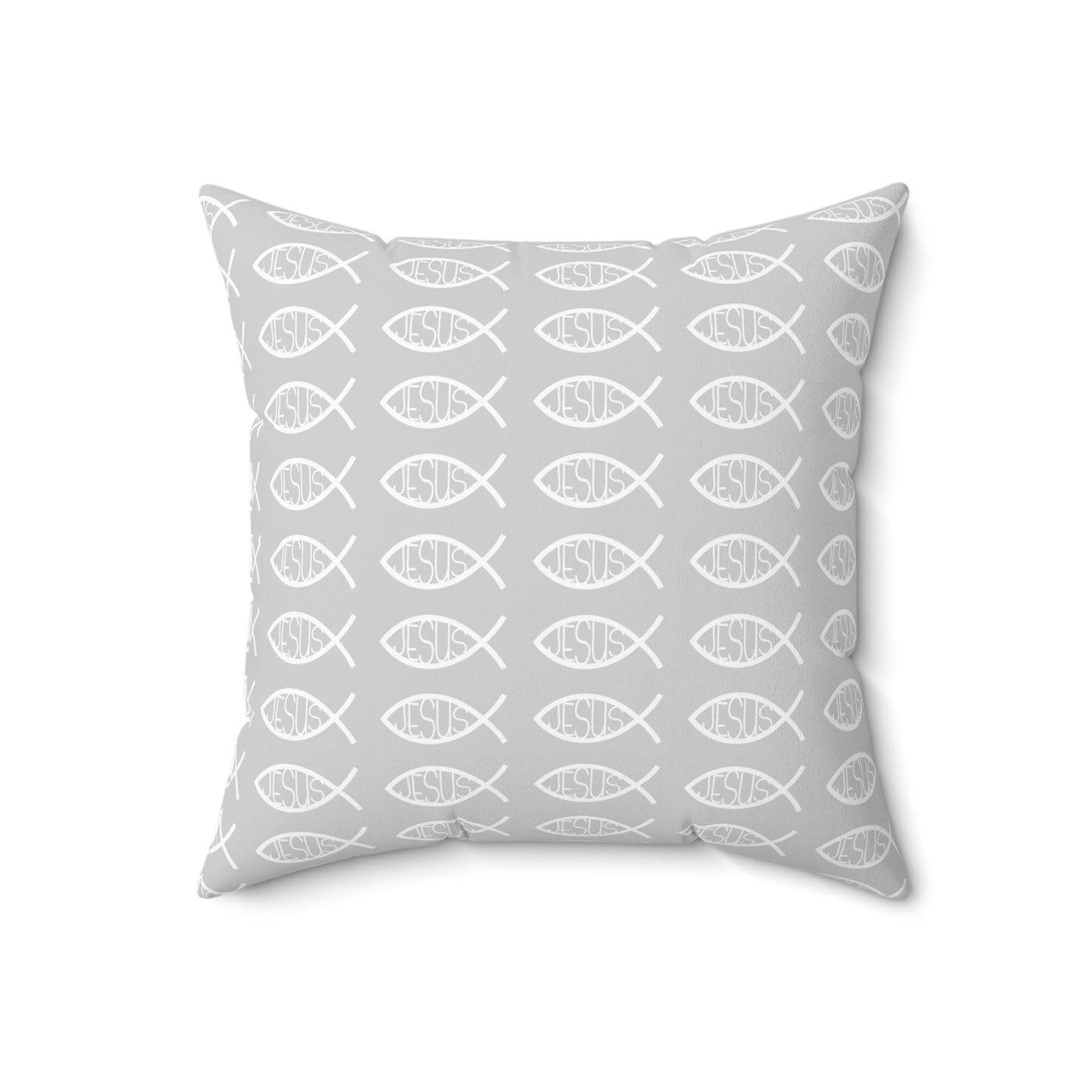 Decorative Throw Pillow - Grey and White Jesus Fish Matching Design