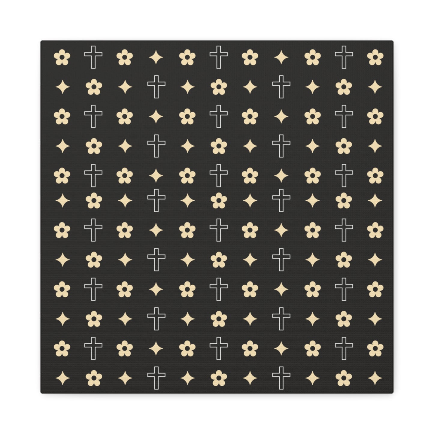 Wall Art Canvas - Black and White Daisy Cross Print