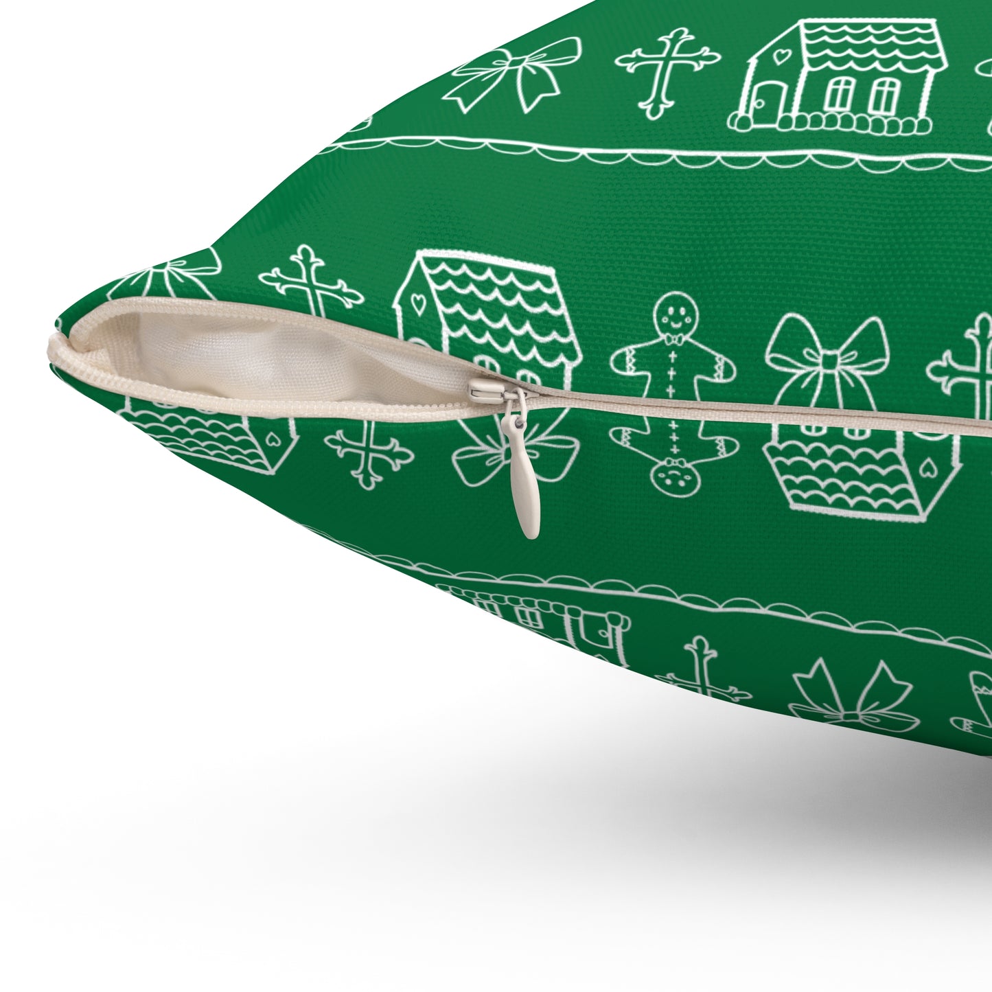 Dark Green Christmas Gingerbread Pillow