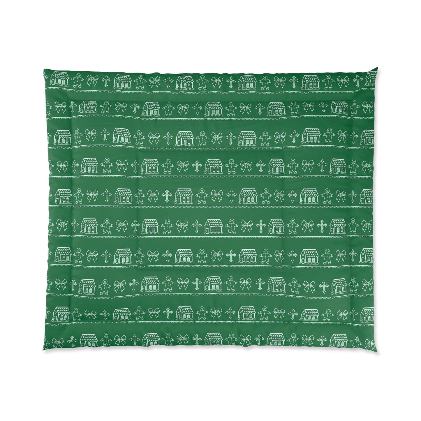 Dark Green Christmas Gingerbread Comforter