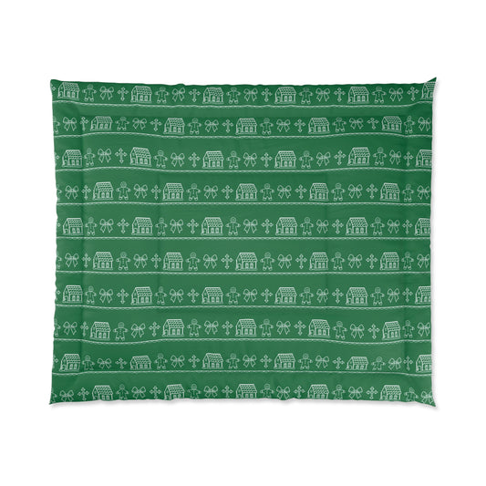 Dark Green Christmas Gingerbread Comforter