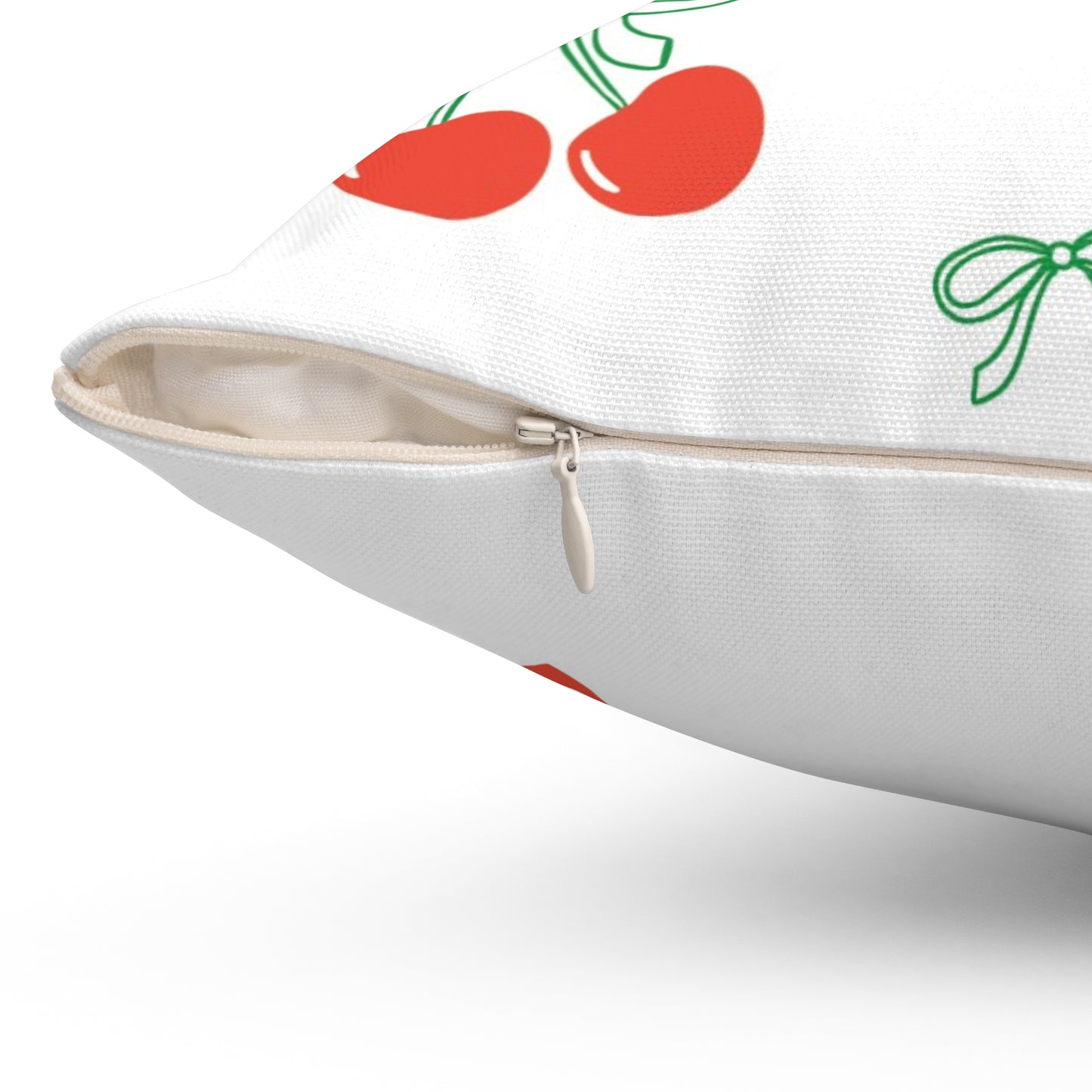 Decorative Throw Pillow - Bows + Cherries Print