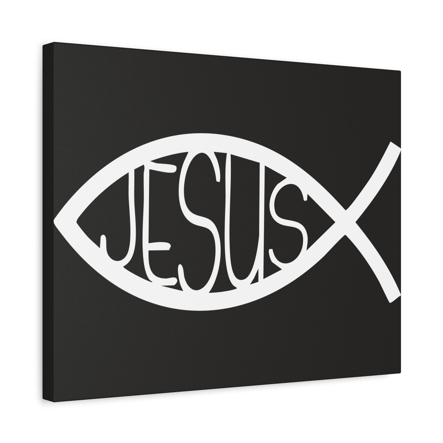 Black and White Jesus Fish - Wall Art Canvas