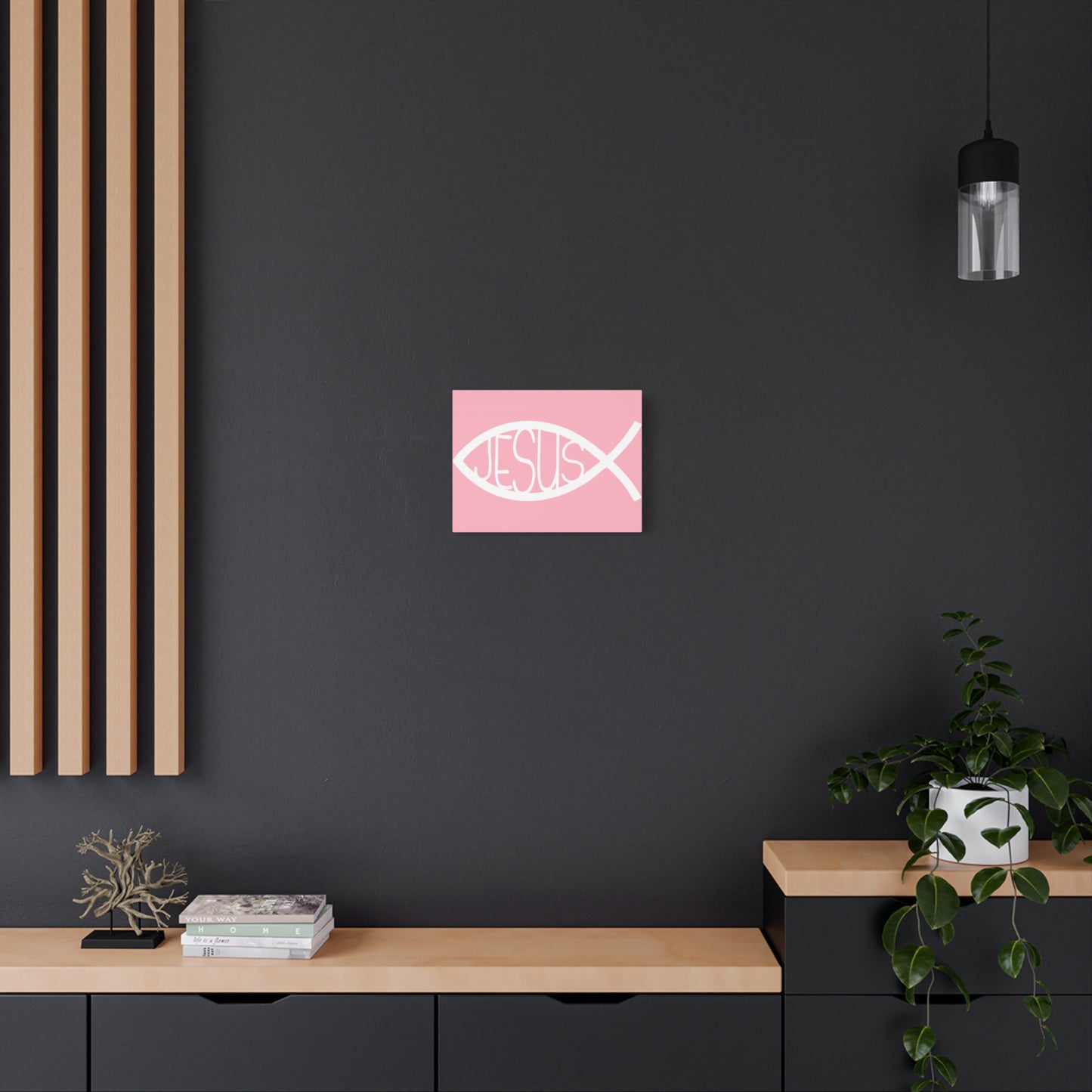 Pink Jesus Fish - Wall Art Canvas