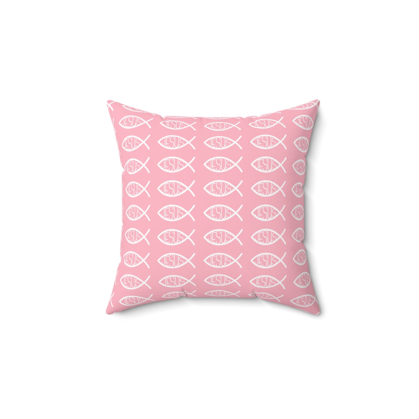 Pink Decorative Throw Pillow - Jesus Fish Matching Design