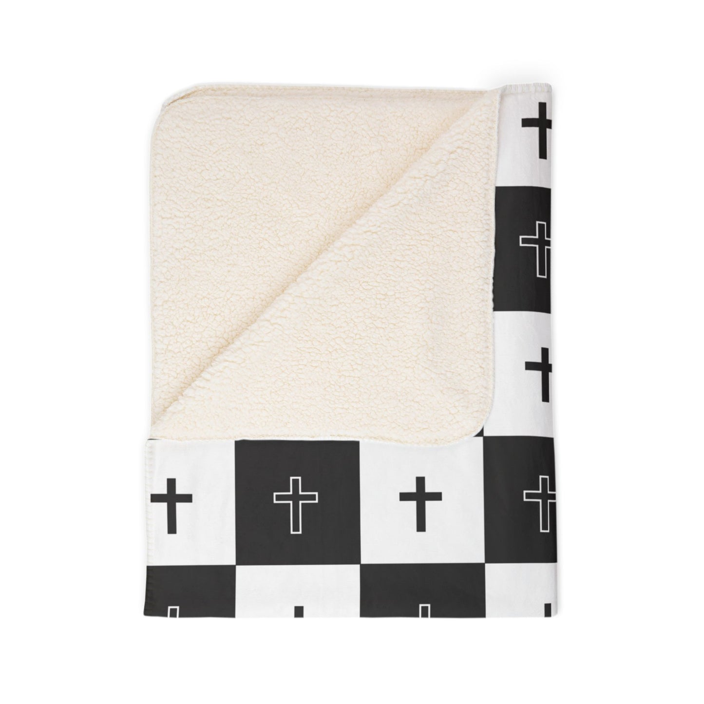 Checkered Cross Fleece Sherpa Blanket