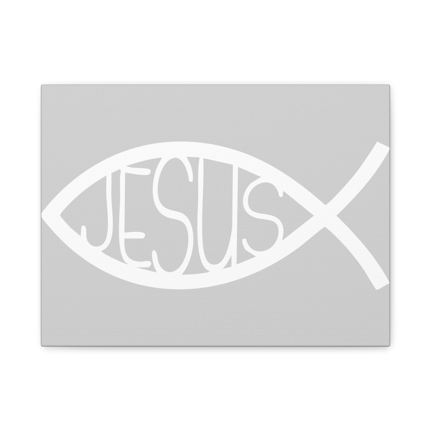 Grey and WhiteJesus Fish - Wall Art Canvas