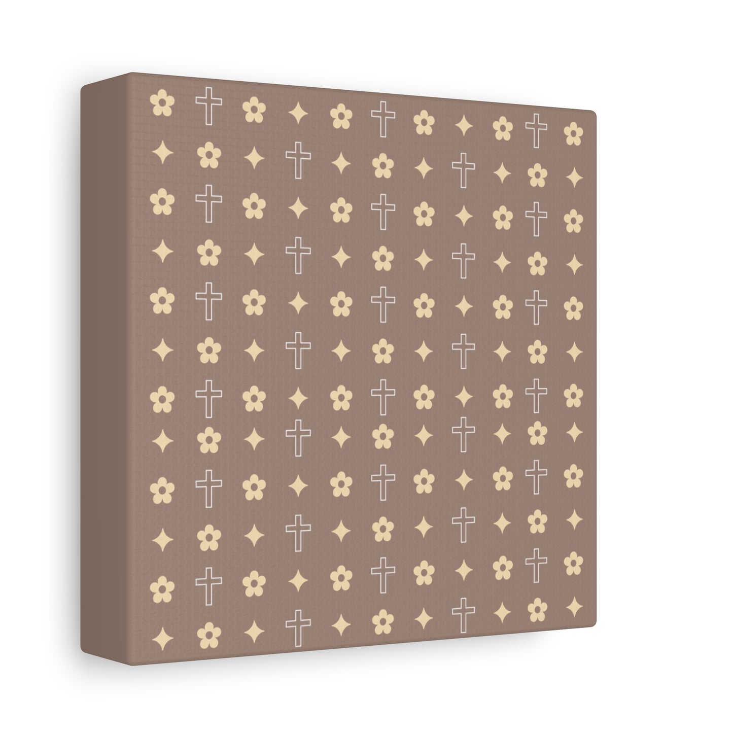 Wall Art Canvas - Mocha Cream Daisy Cross Print