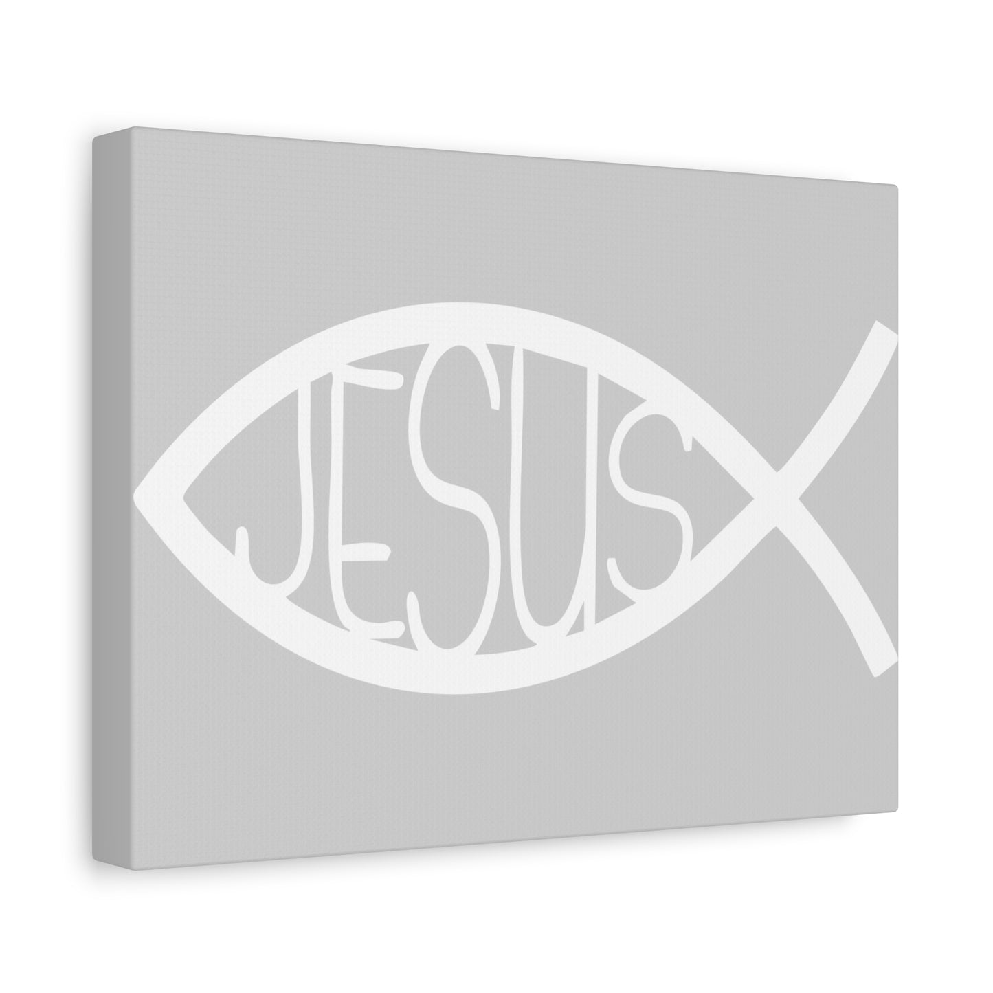 Grey and WhiteJesus Fish - Wall Art Canvas