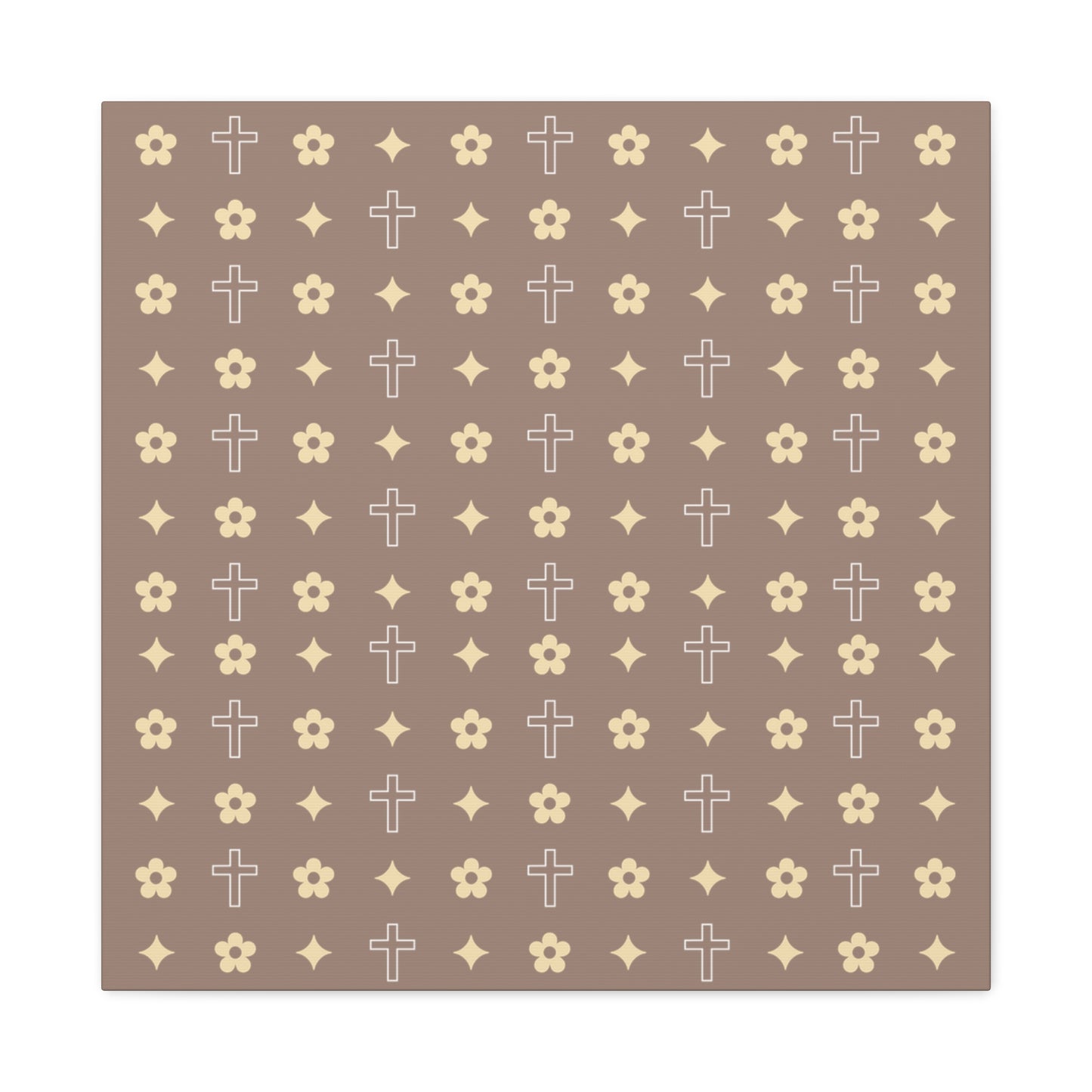 Wall Art Canvas - Mocha Cream Daisy Cross Print