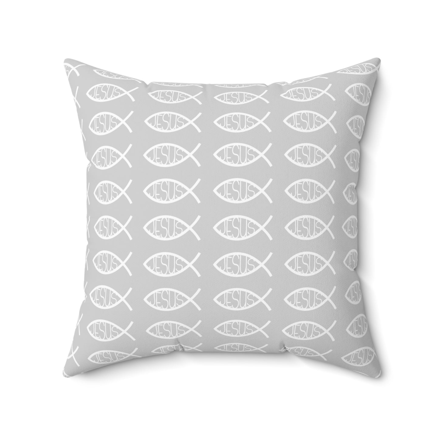 Decorative Throw Pillow - Grey and White Jesus Fish Matching Design