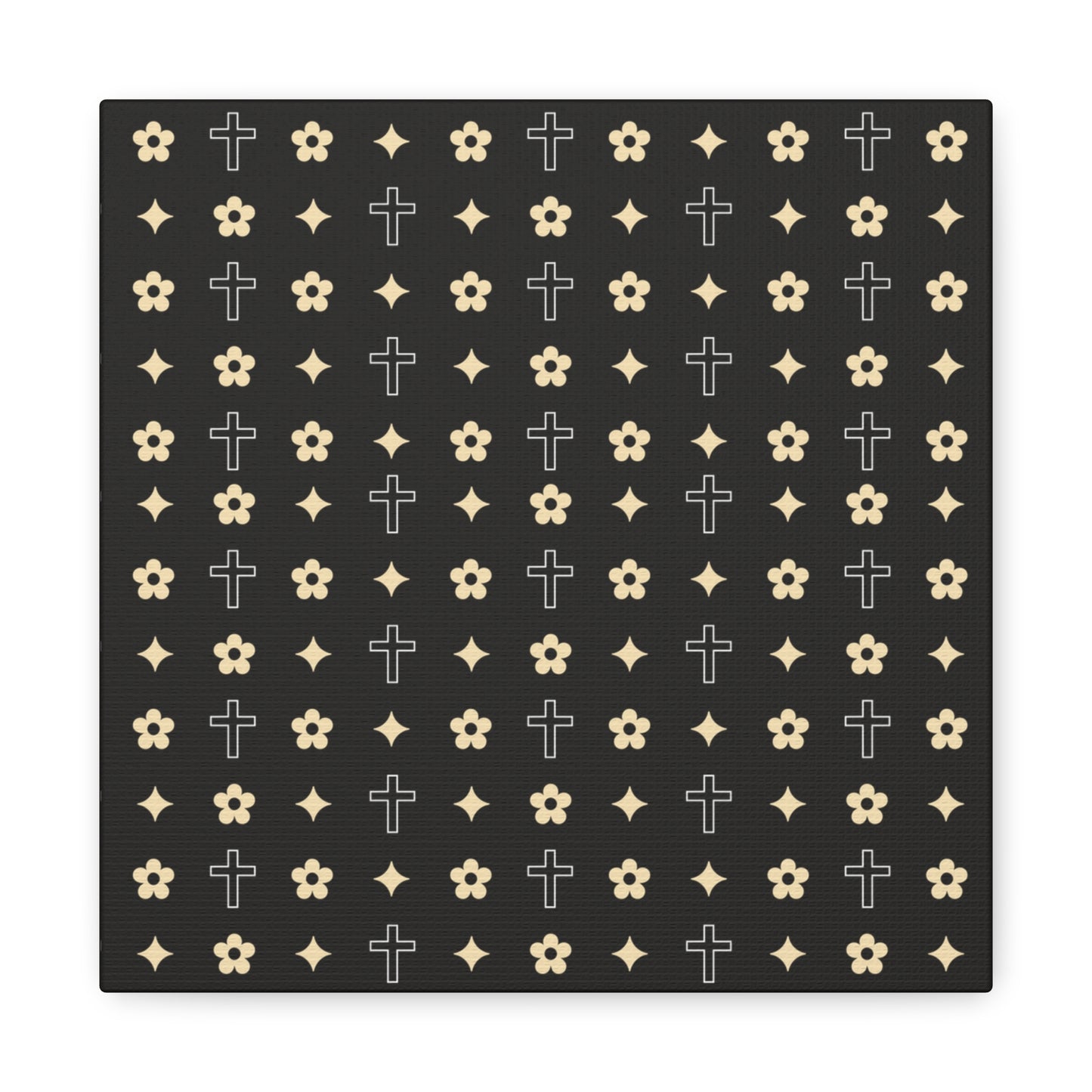 Wall Art Canvas - Black and White Daisy Cross Print