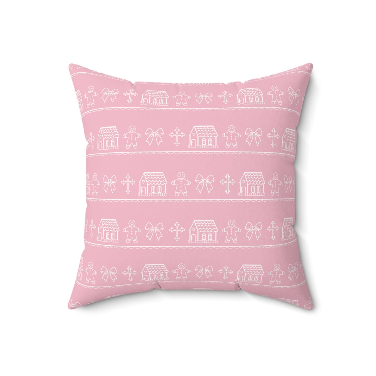 Pink Christmas Gingerbread Pillow