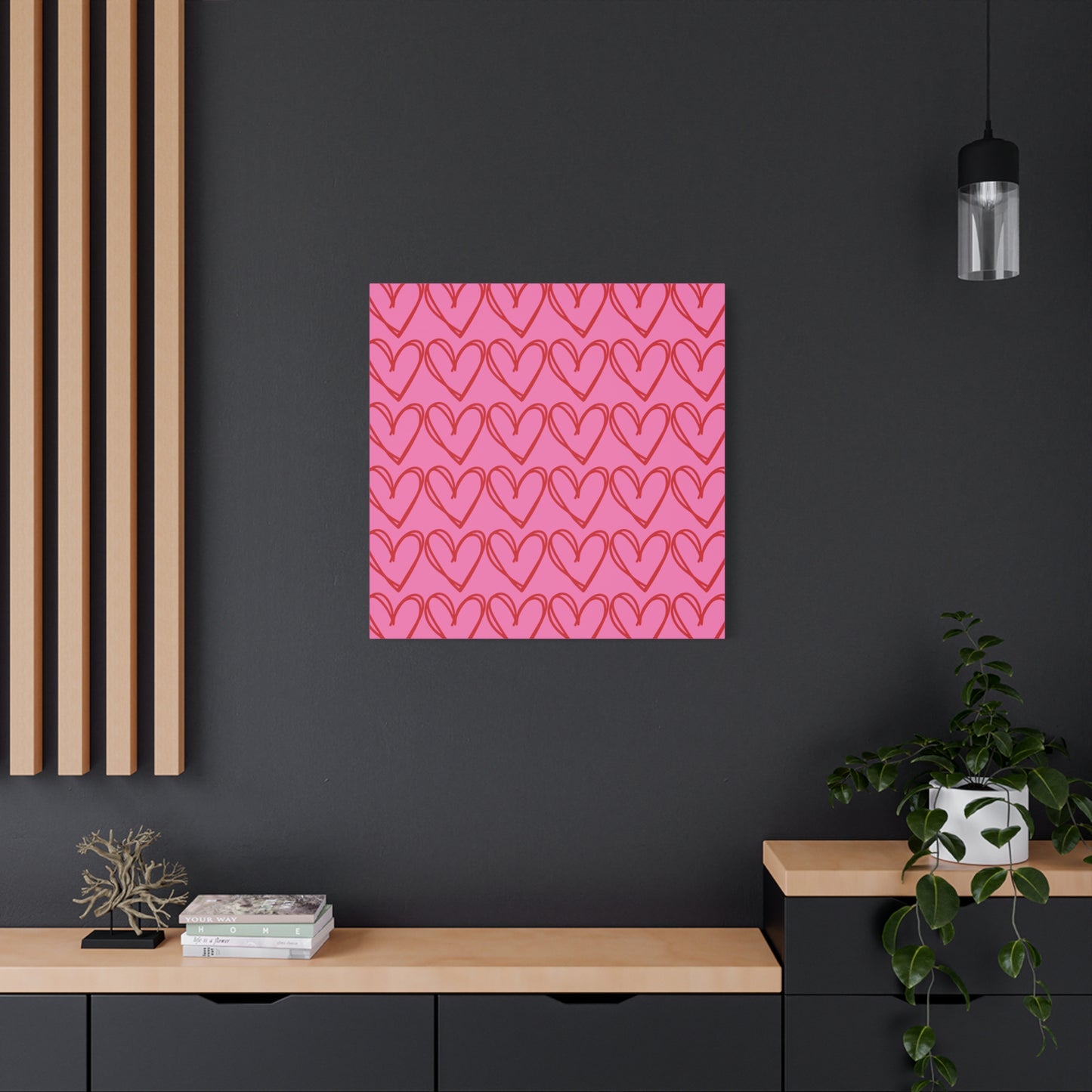 Canvas Wall Art - Pink and Red Hearts