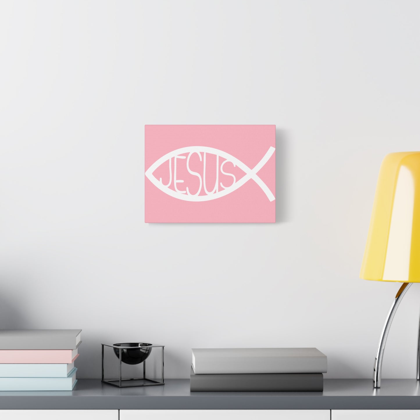 Pink Jesus Fish - Wall Art Canvas