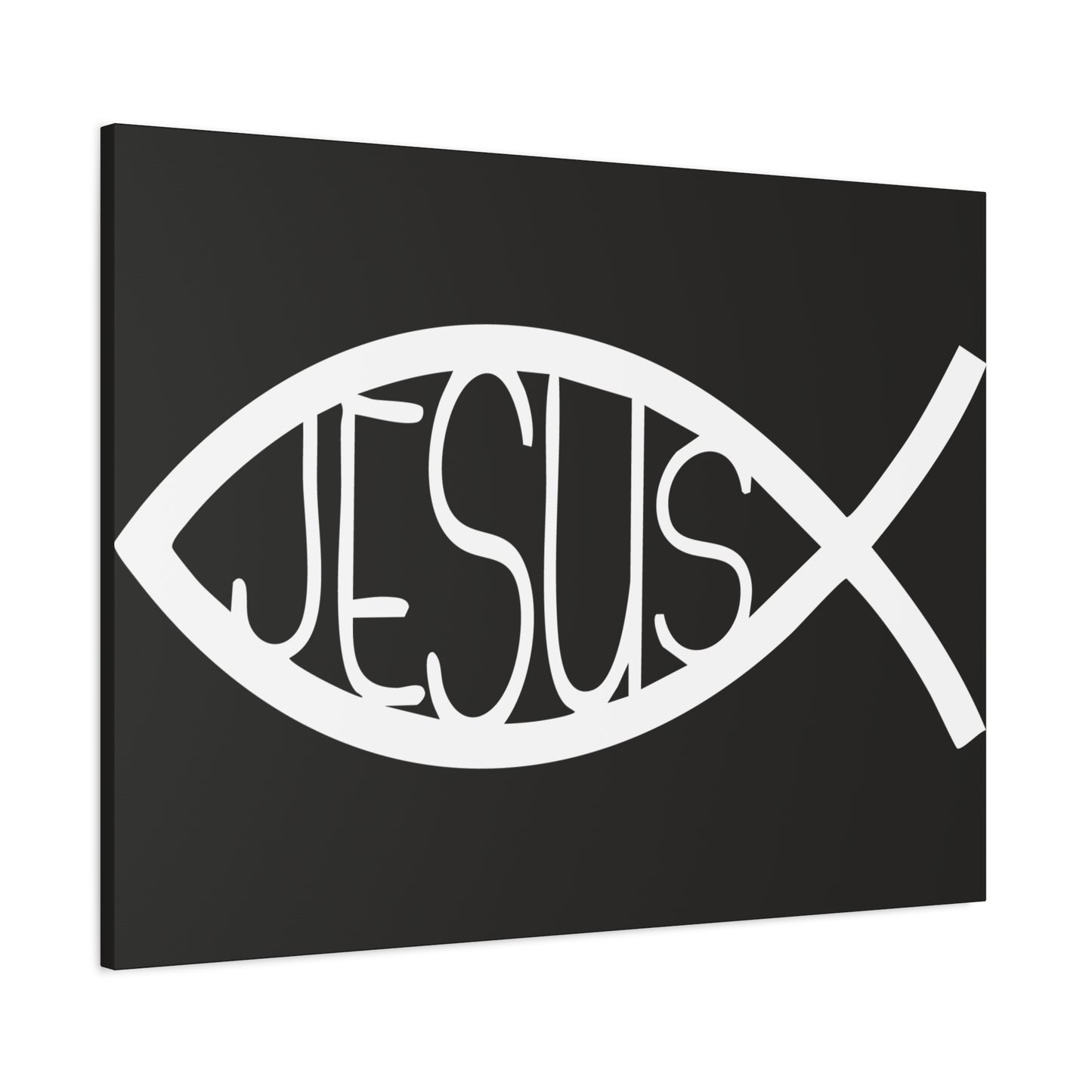 Black and White Jesus Fish - Wall Art Canvas