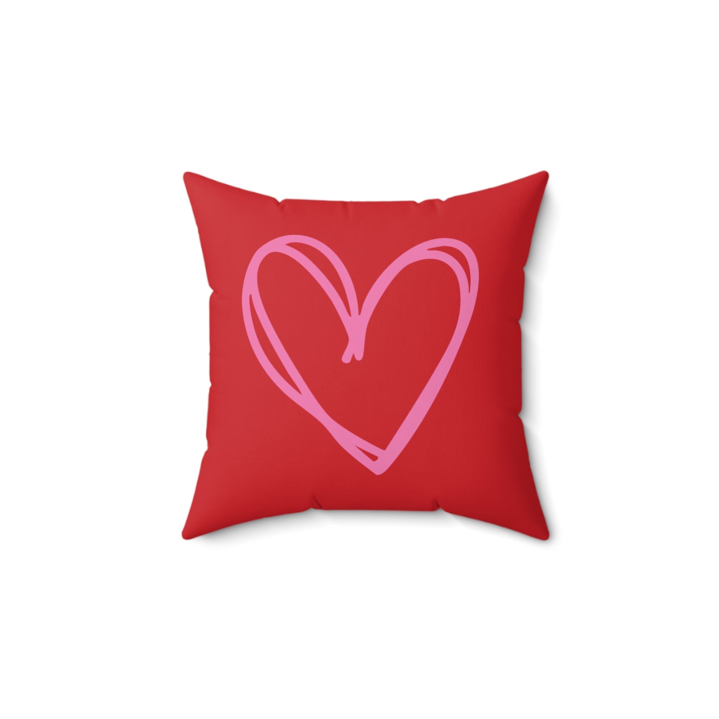 Scribbled Heart Red Pillow