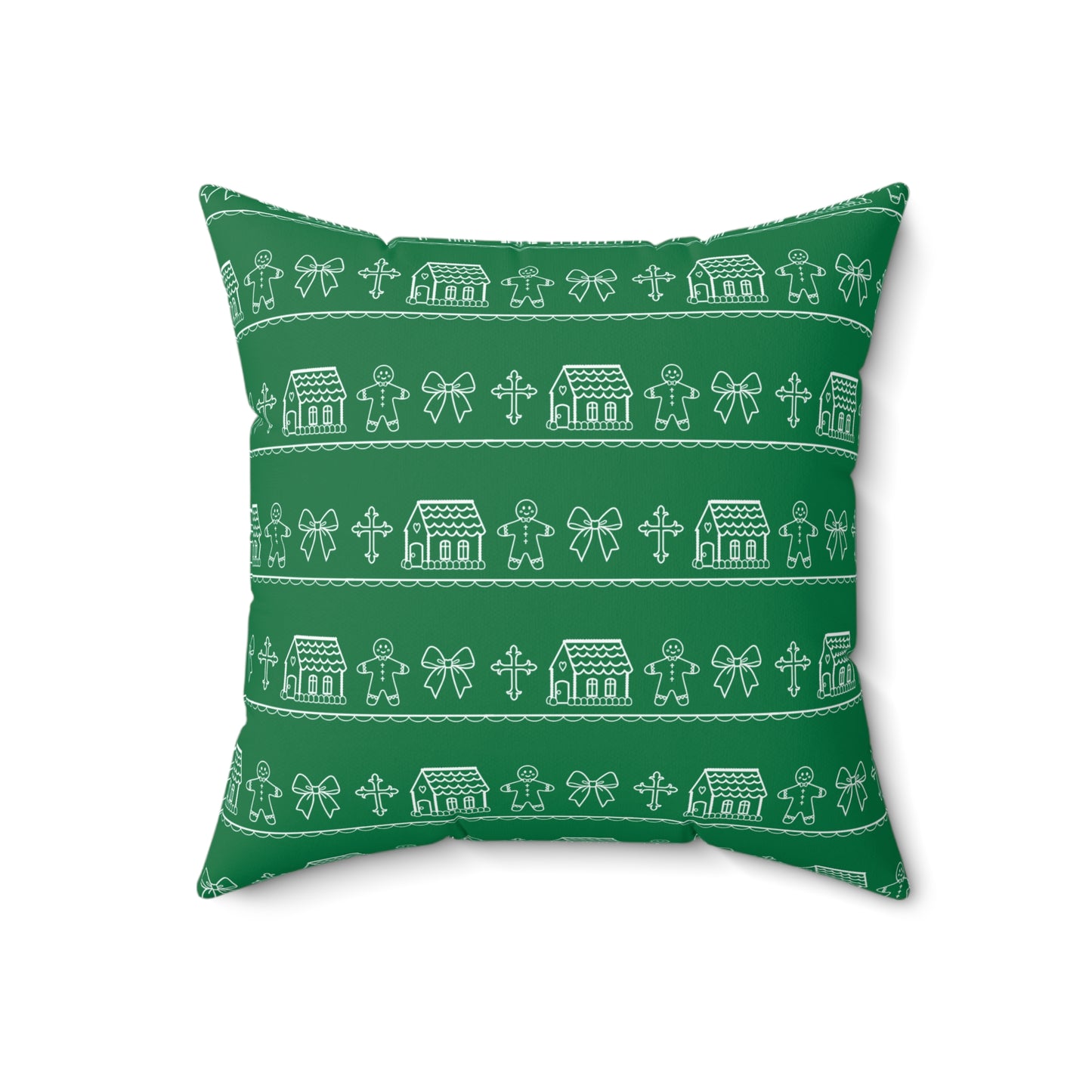 Dark Green Christmas Gingerbread Pillow