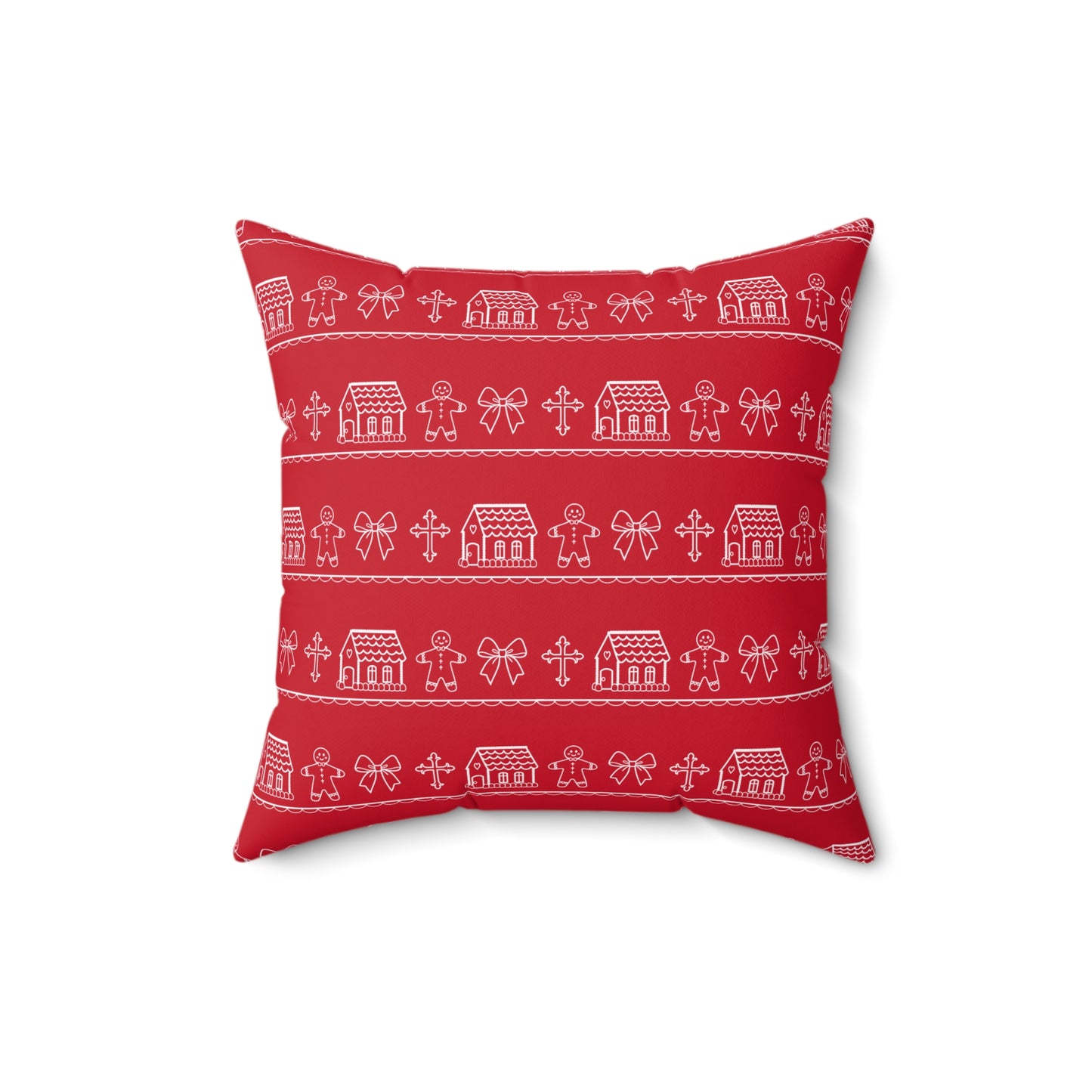 Dark Red Christmas Gingerbread Pillow