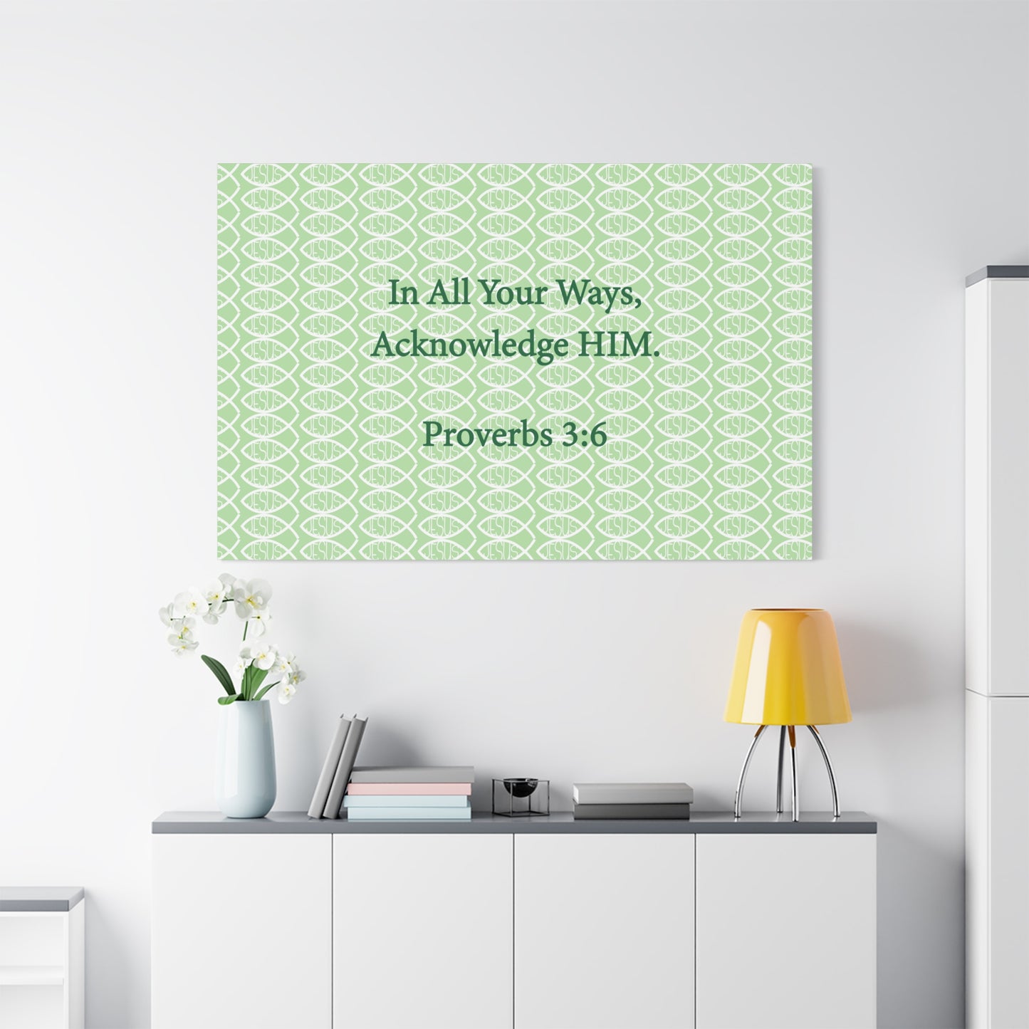 Jesus Fish "Acknowledge Him" - Wall Art Canvas