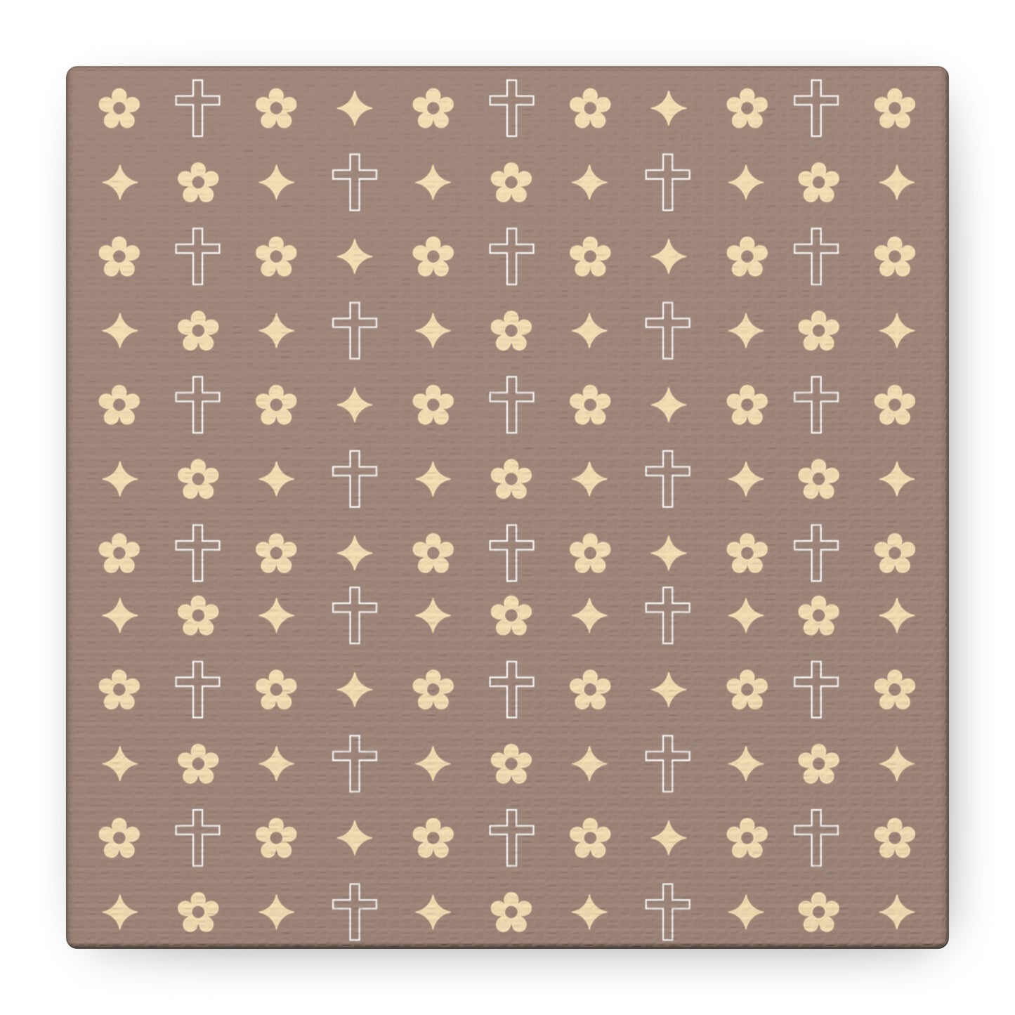 Wall Art Canvas - Mocha Cream Daisy Cross Print