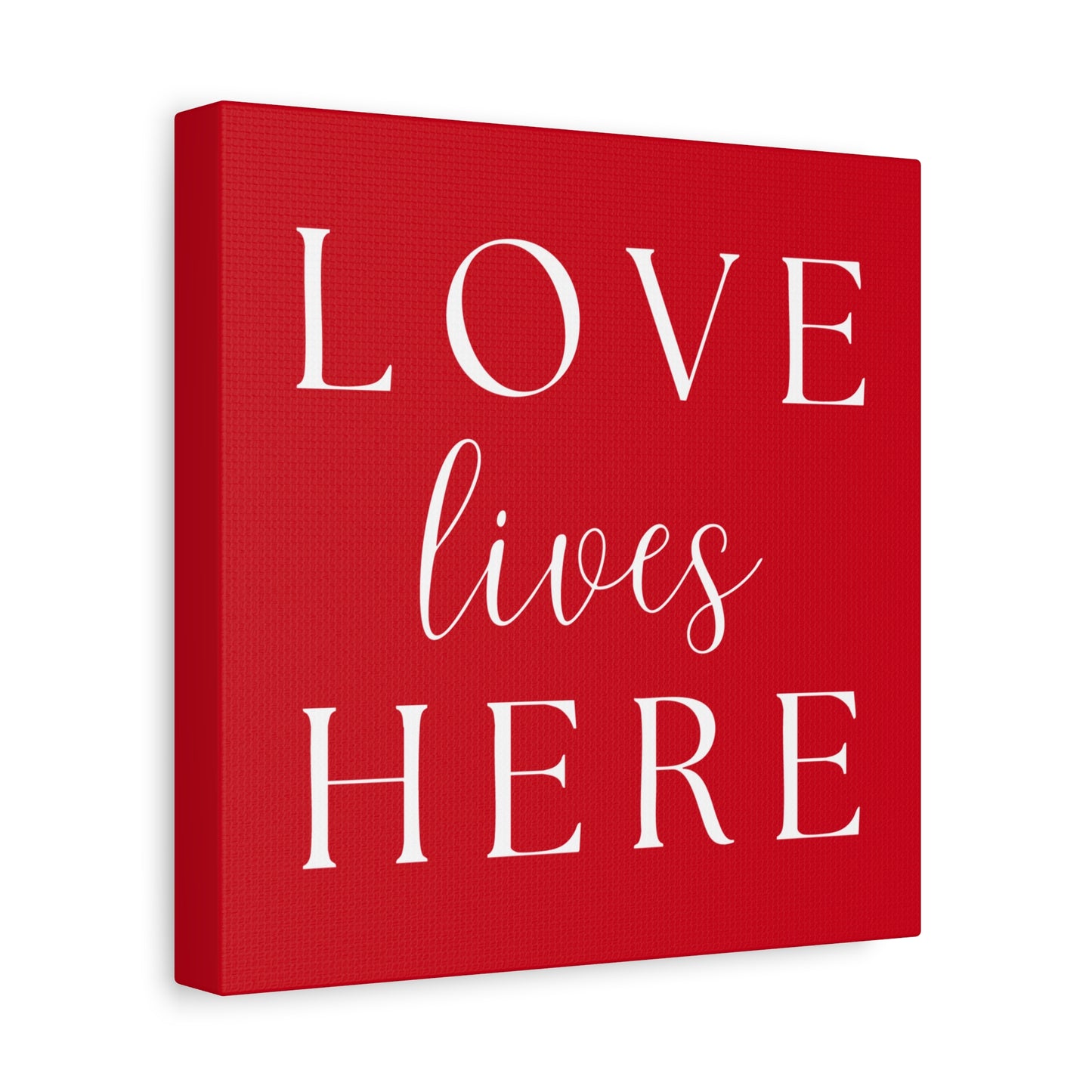 Red and White Wall Art Canvas - Love Lives Here