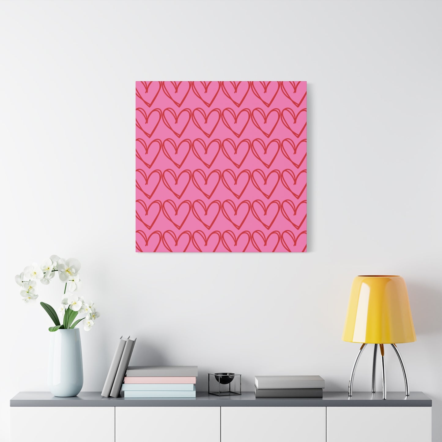 Canvas Wall Art - Pink and Red Hearts