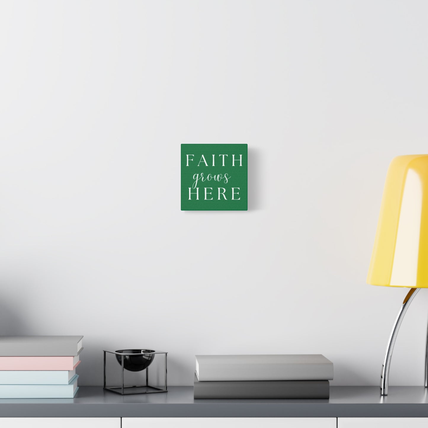 Dark Green and White Wall Art Canvas - Faith Grows Here