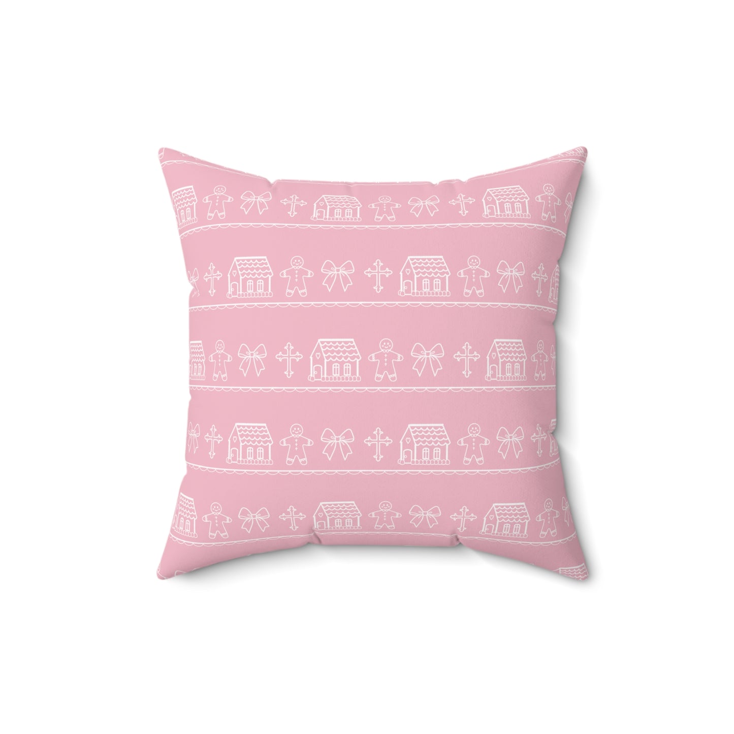 Pink Christmas Gingerbread Pillow