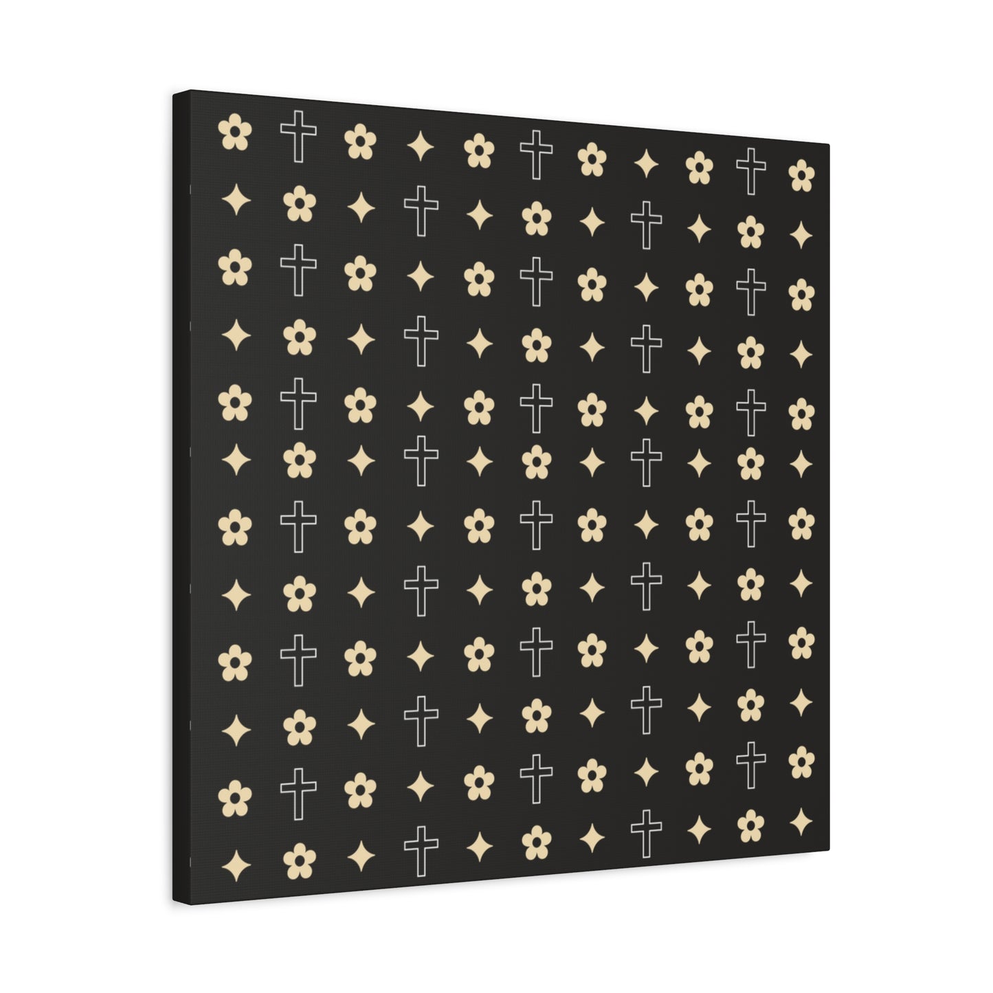 Wall Art Canvas - Black and White Daisy Cross Print