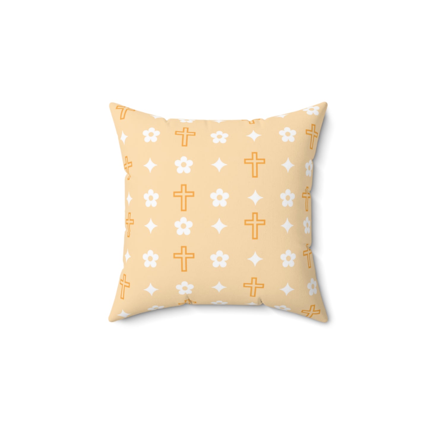Decorative Throw Pillow - Creamsicle Daisy Cross Print