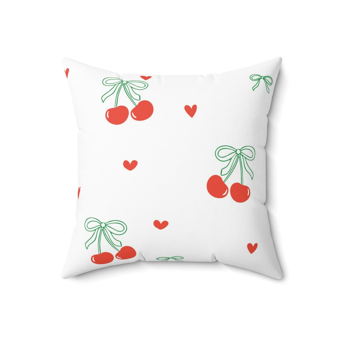 Decorative Throw Pillow - Bows + Cherries Print