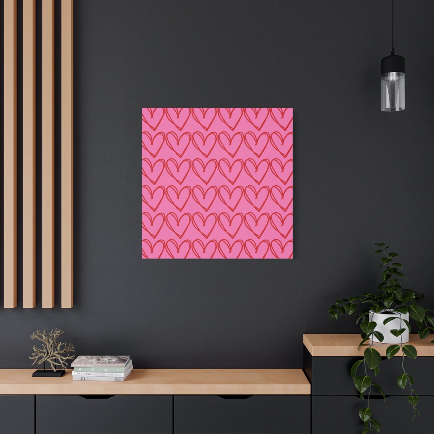 Canvas Wall Art - Pink and Red Hearts