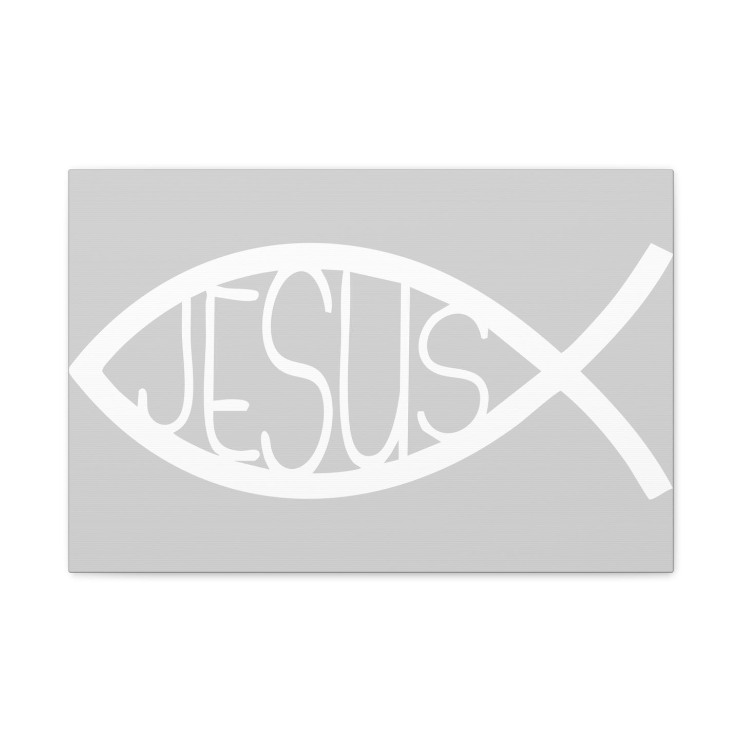 Grey and WhiteJesus Fish - Wall Art Canvas