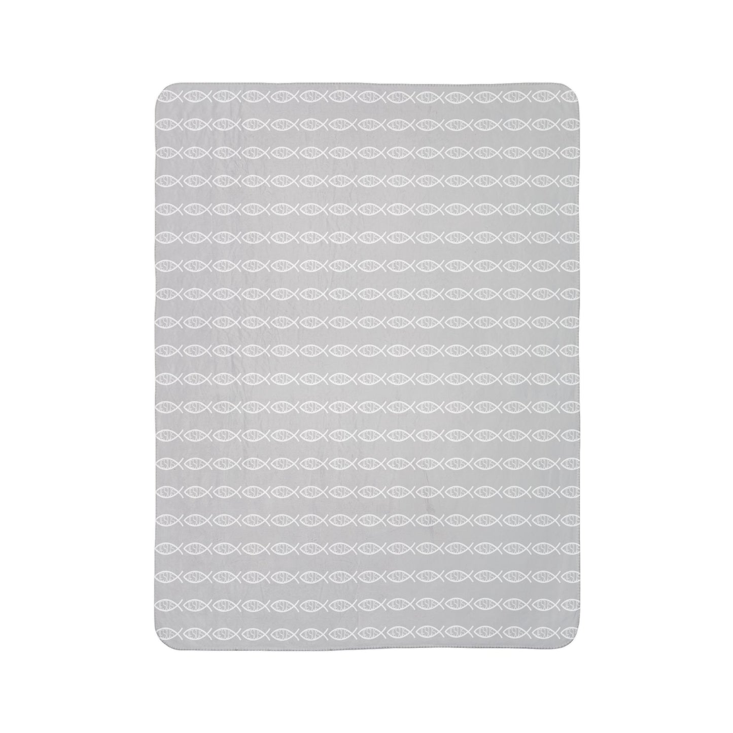 Grey and White Jesus Fish Cozy Blanket