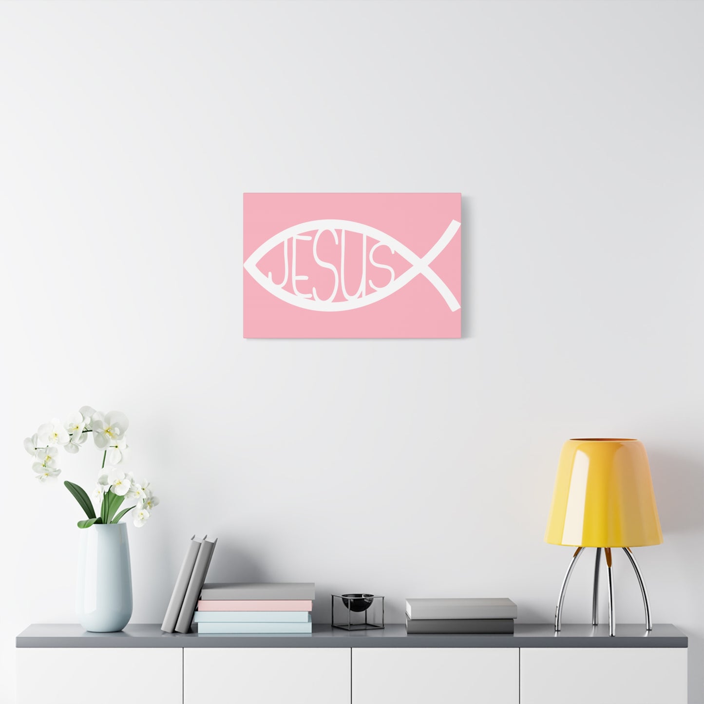 Pink Jesus Fish - Wall Art Canvas