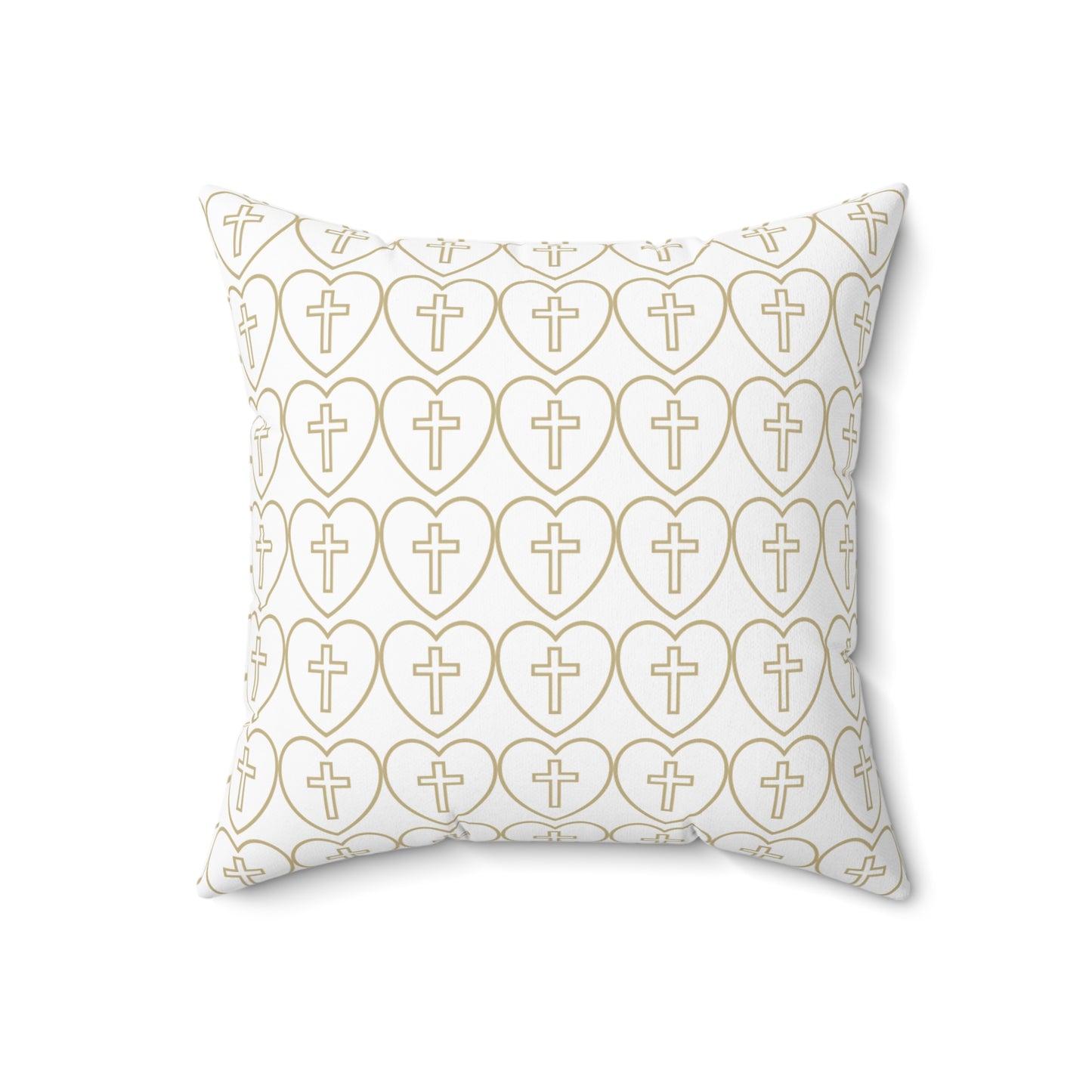 Decorative Throw Pillow - Matching Hearts + Cross Design