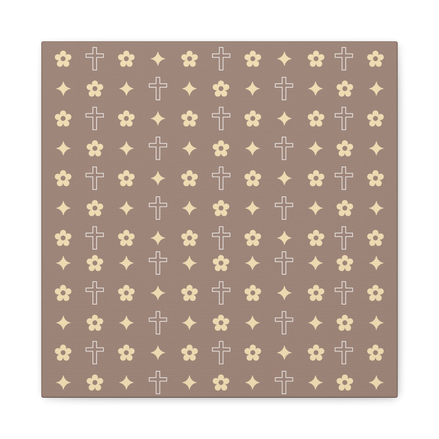 Wall Art Canvas - Mocha Cream Daisy Cross Print