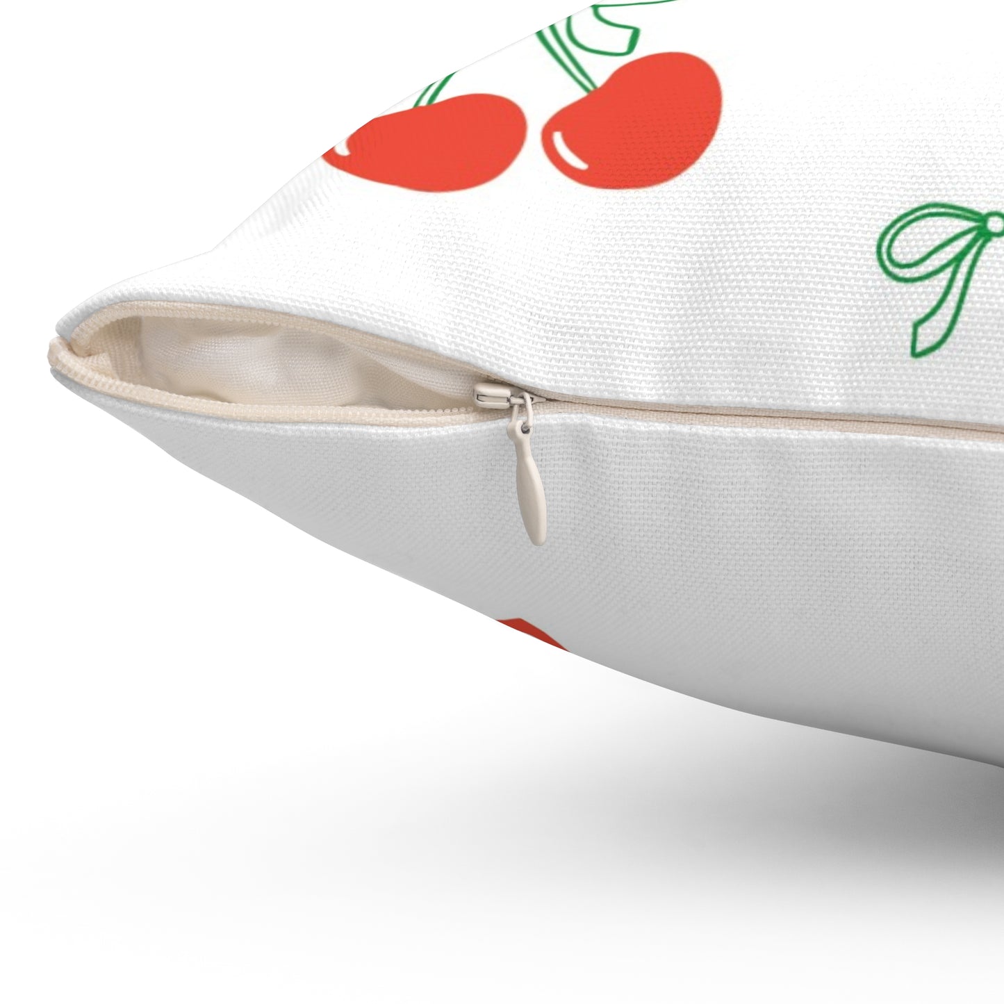 Decorative Throw Pillow - Bows + Cherries Print
