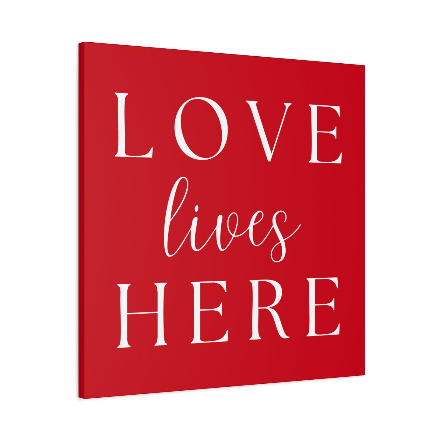 Red and White Wall Art Canvas - Love Lives Here