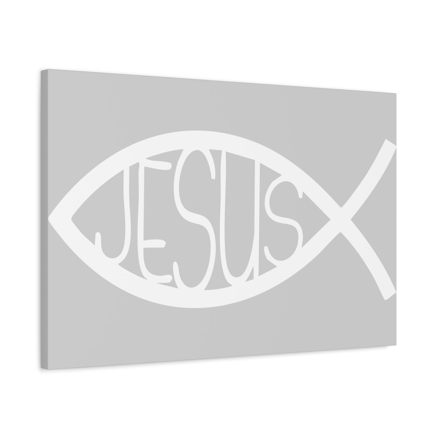 Grey and WhiteJesus Fish - Wall Art Canvas